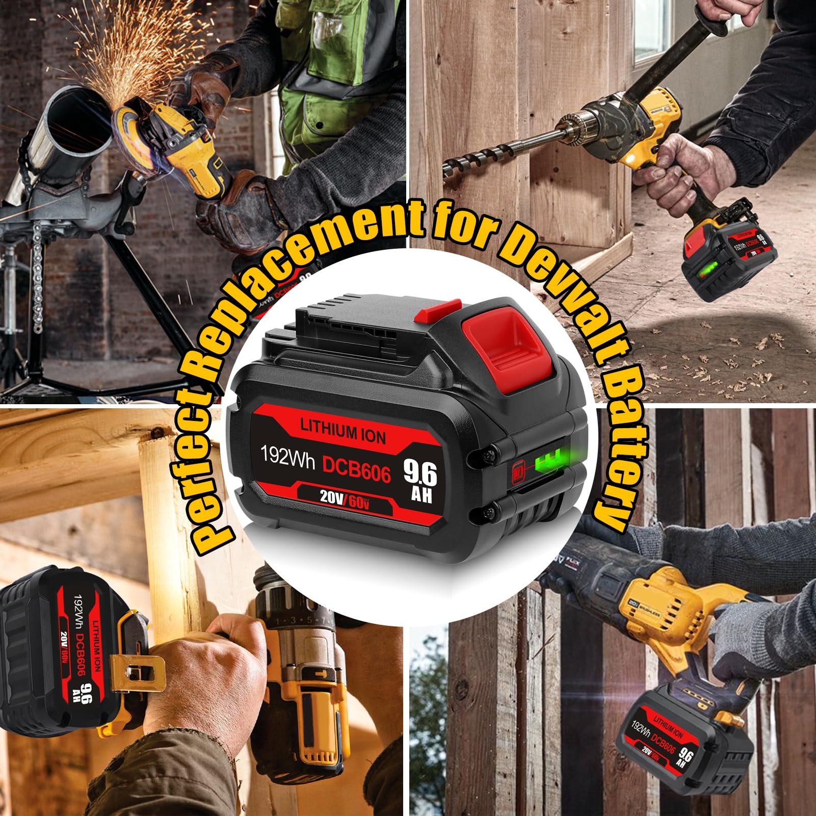 Replacement Battery For DeWALT 20V60V li-ion battery