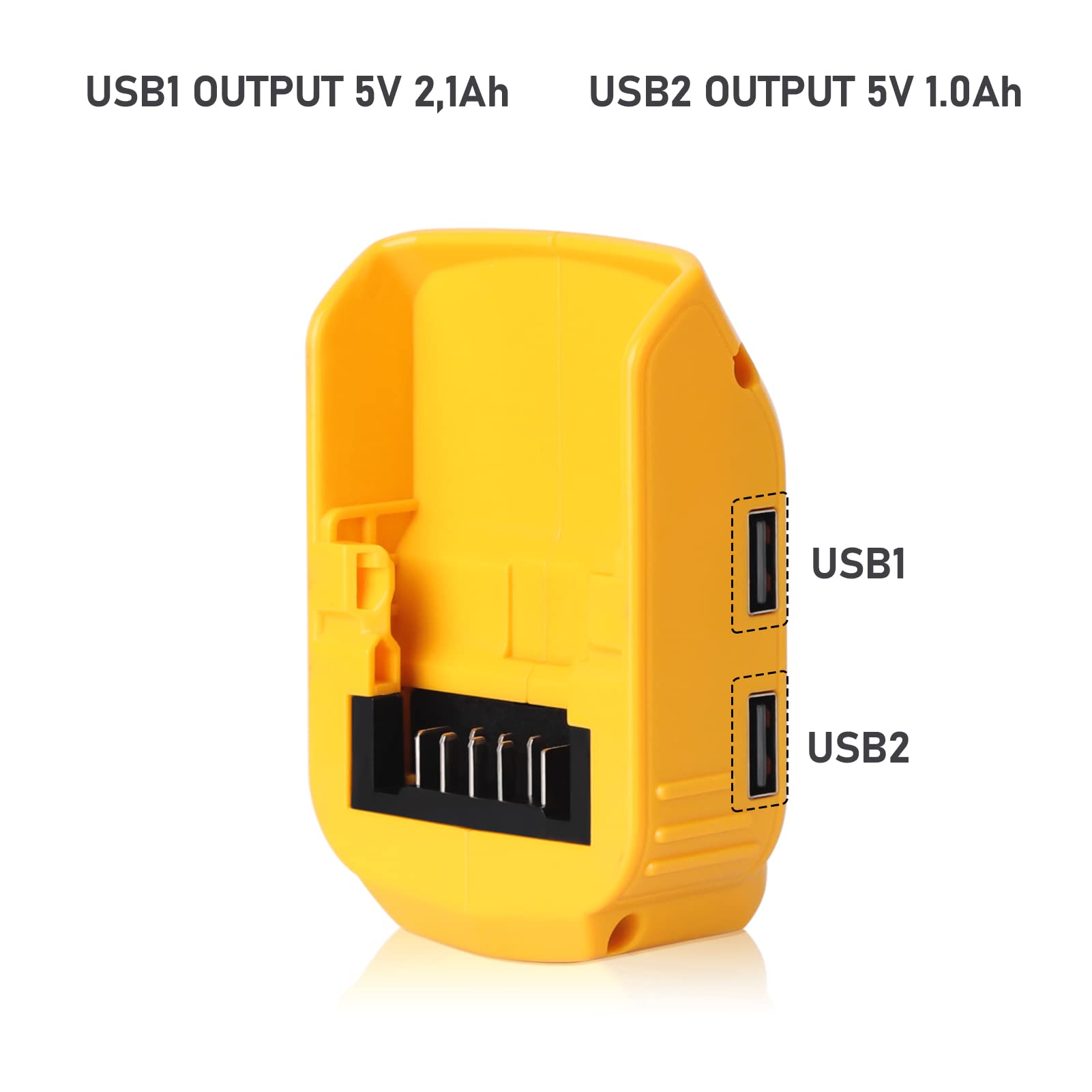WINUNIK USB Adapter Charger for Dewalt 20V Battery, Dual USB Charger & 12V DC Port & LED Work Light - Compatible with Dewalt 20V Batteries