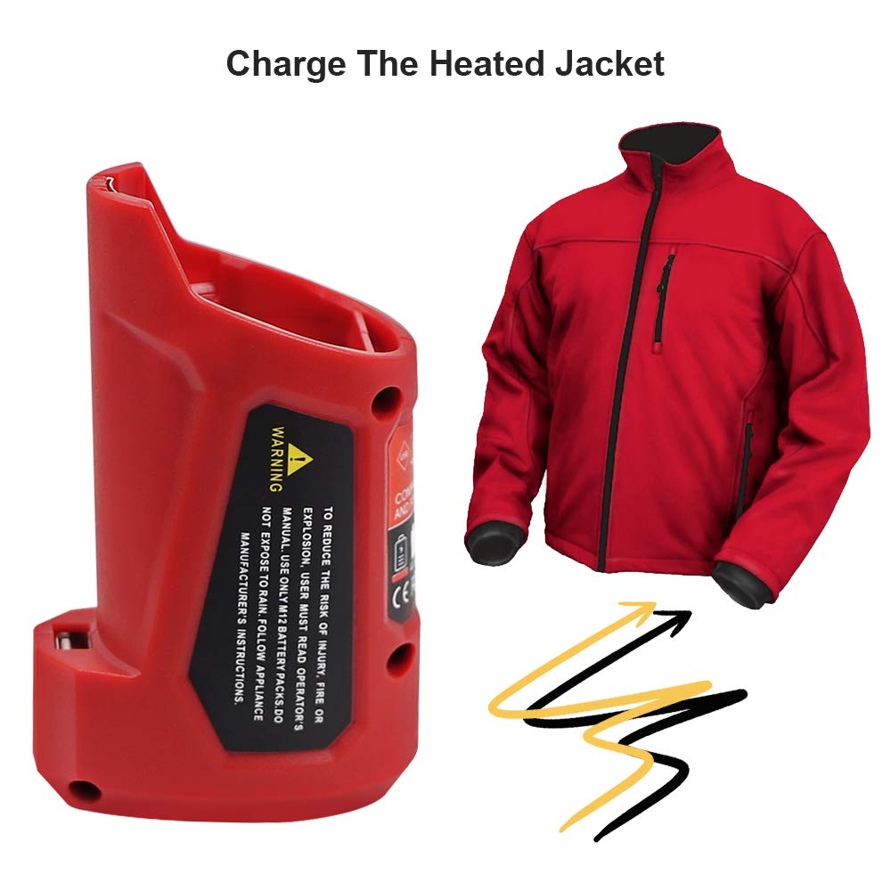 WINUNIK USB Power Source for Milwaukee M12 48-59-1201 49-24-2310 USB Charging Adapter 10.8V/12V Heated Jacket Power Source Li-ion Battery Power Source