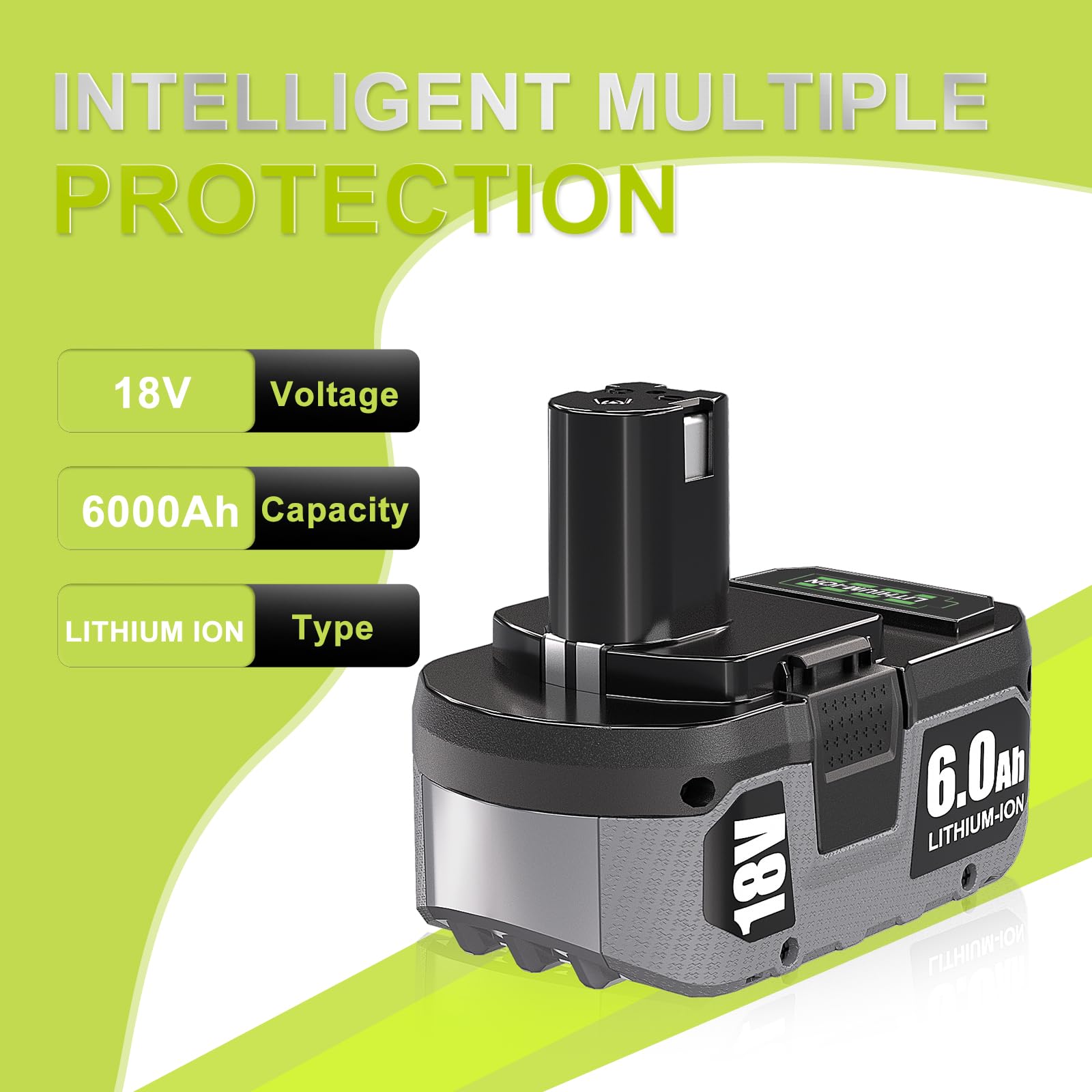 WINUNIK 18V 6.0Ah Replacement for Ryobi 18V Battery P102 P103 P104 P105 P107 P109 P190 P191 P122 ABP1803 BPP1820 1322401 1400672 130224007 Battery Cordless Power Tools