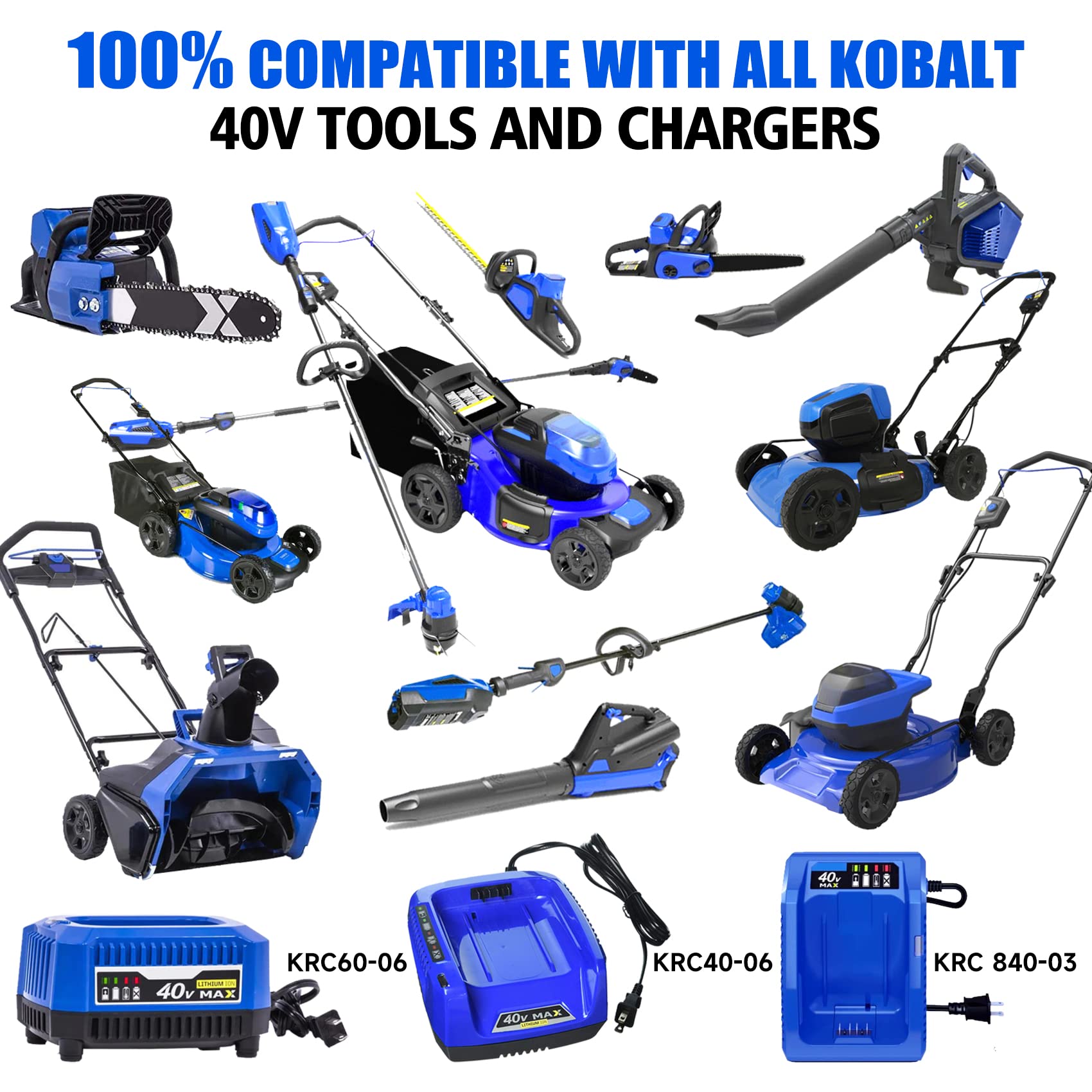 WINUNIK 40V 4000mAh Battery Replacement for Kobalt 40Volt Lithium Ion Battery KB440-03 KB540C-06 KB540-06 KB2540C-06 KB640-03 KB240-06 KB640-06 KB245-06 KRC40-06 KB440C-06 KRC60 KRC40-06 KB240-06