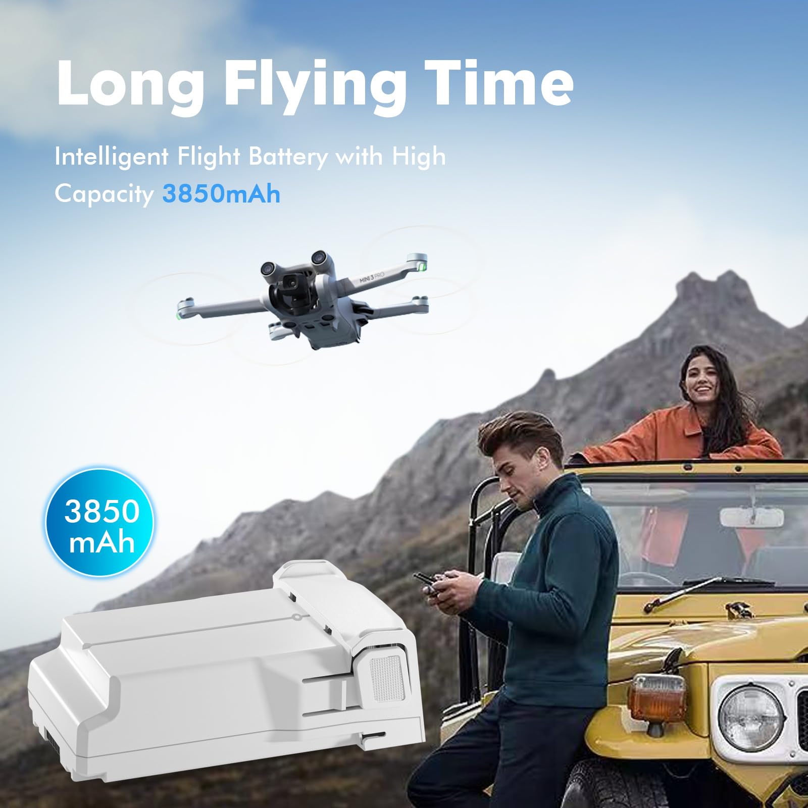 Intelligent Flight Battery Plus for DJI Mini 4 Pro/Mini3/ Mini3Pro,3850mAh 47 Mins Flight Time Upgrade 2025 (Mini 4 Pro/3 Pro/3 Battery*2)