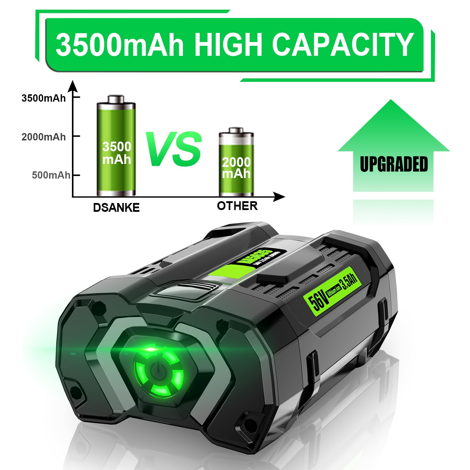WINUNIK 56V 3.5Ah Replacement for EGO 56V Battery BA1400 BA2800 BA2800T BA4200 BA1400T Compatible with ST1502LB CS1604 LB4800 LB6504 LB5804 HT2400 56V Power Tools,for EGO 56V Power+ Battery