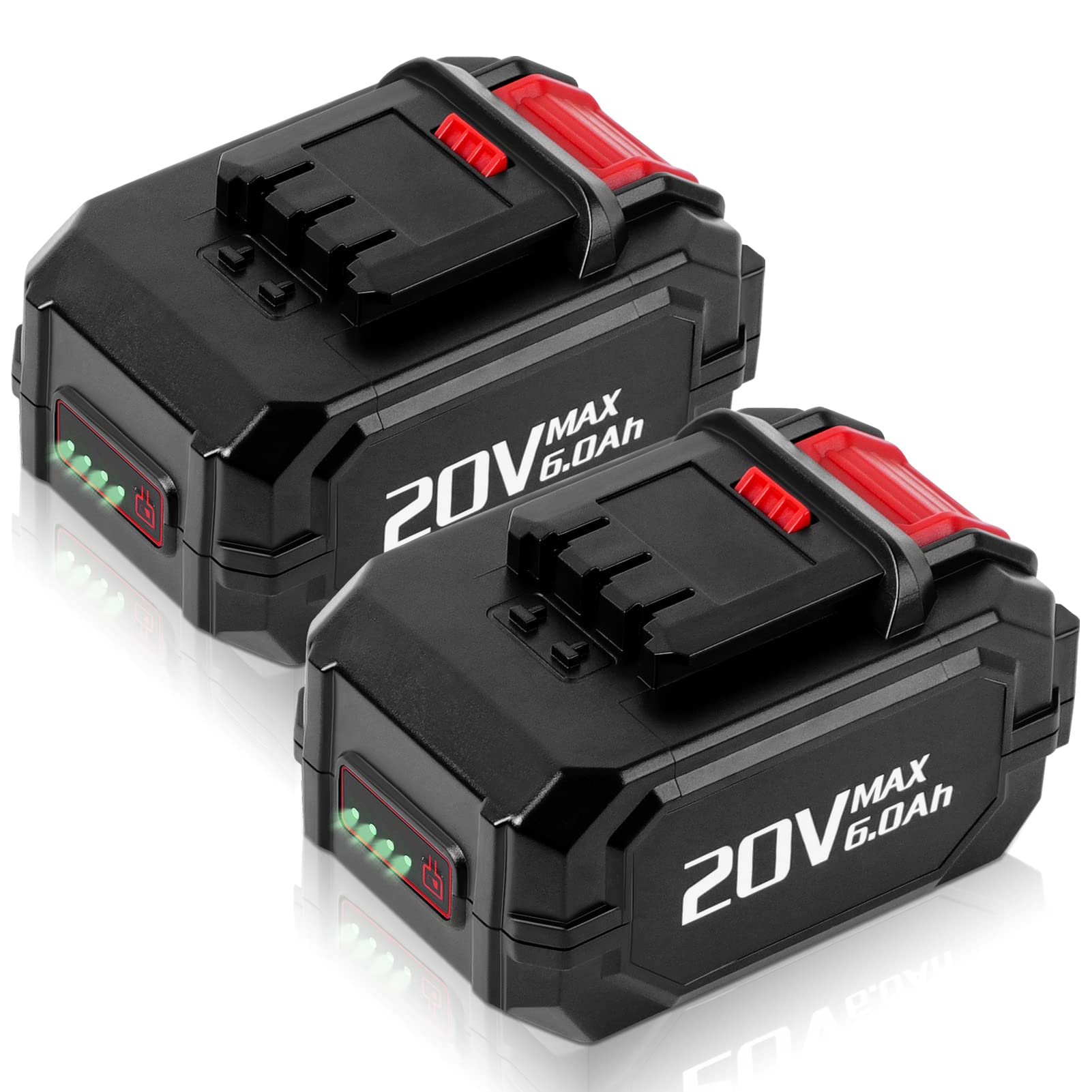 WINUNIK 2Pack 20V 6.0Ah Lithium-Ion Battery Replace for KIMO 20V Battery, Compatible with KIMO 20V Drill Driver, Leaf Blower, Angle Grinder, Reciprocating Saw, Oscillating Tool, Brad Nailer,Fast Charge