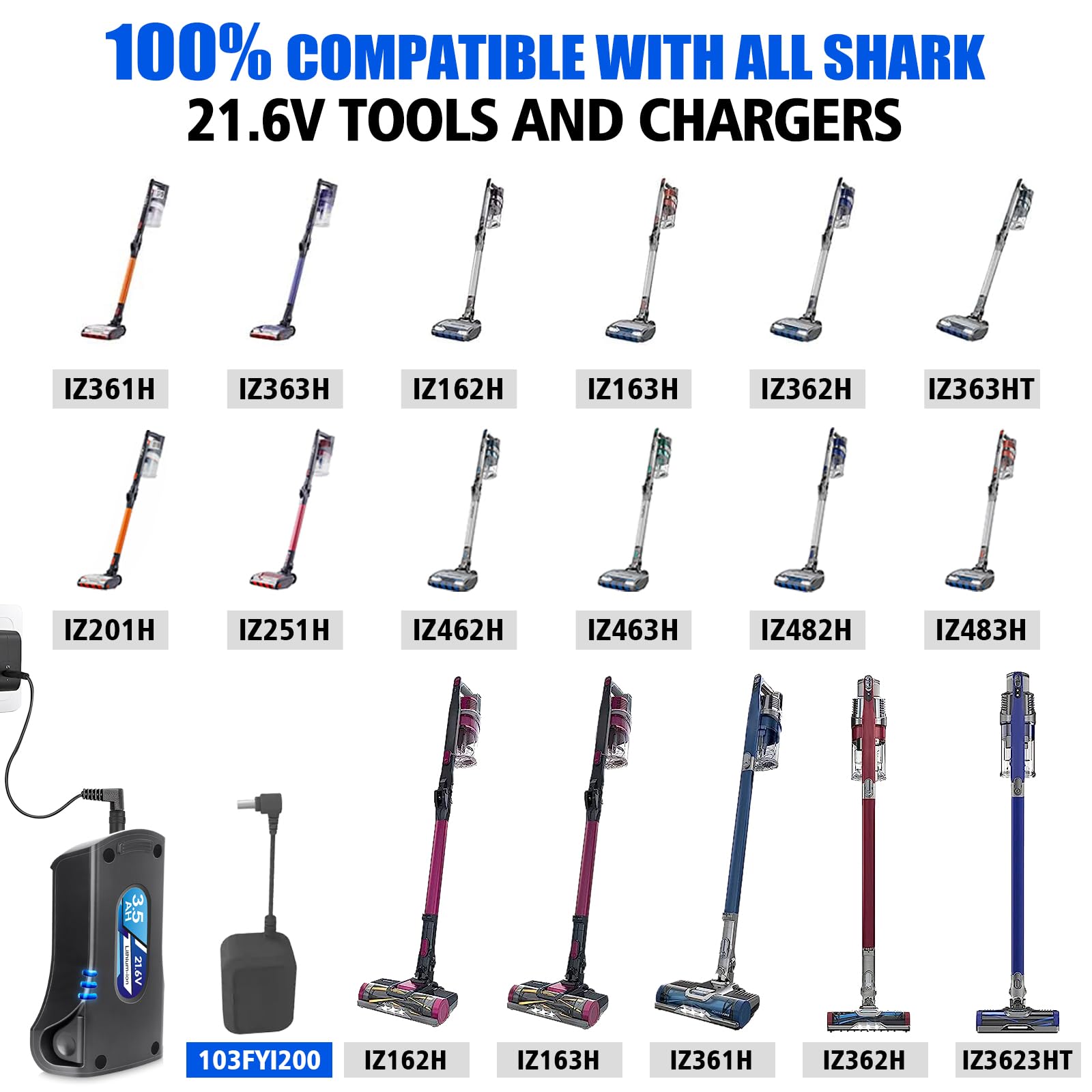 WINUNIK 3.5Ah 21.6V Replacement for Shark XSBT620 XSBT600 Battery Compatible with Shark Rocket Pet Pro Cordless Stick Vacuum IZ162H IZ163H IZ361H IZ362H IZ363HT Lithium-ion Battery