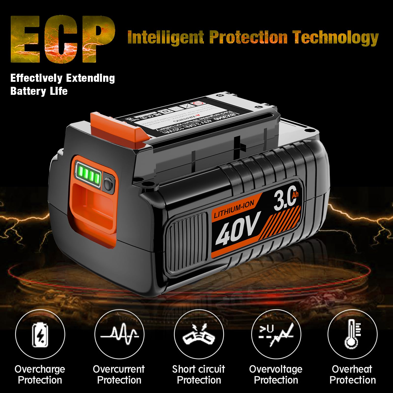 WINUNIK 40V 3.0Ah Replacement for Black and Decker 40V Battery LBX2040 LBXR36 LBXR2036 LST540 LCS1240 LBX1540 LST136W Black+Decker 40-Volt Lithium Battery
