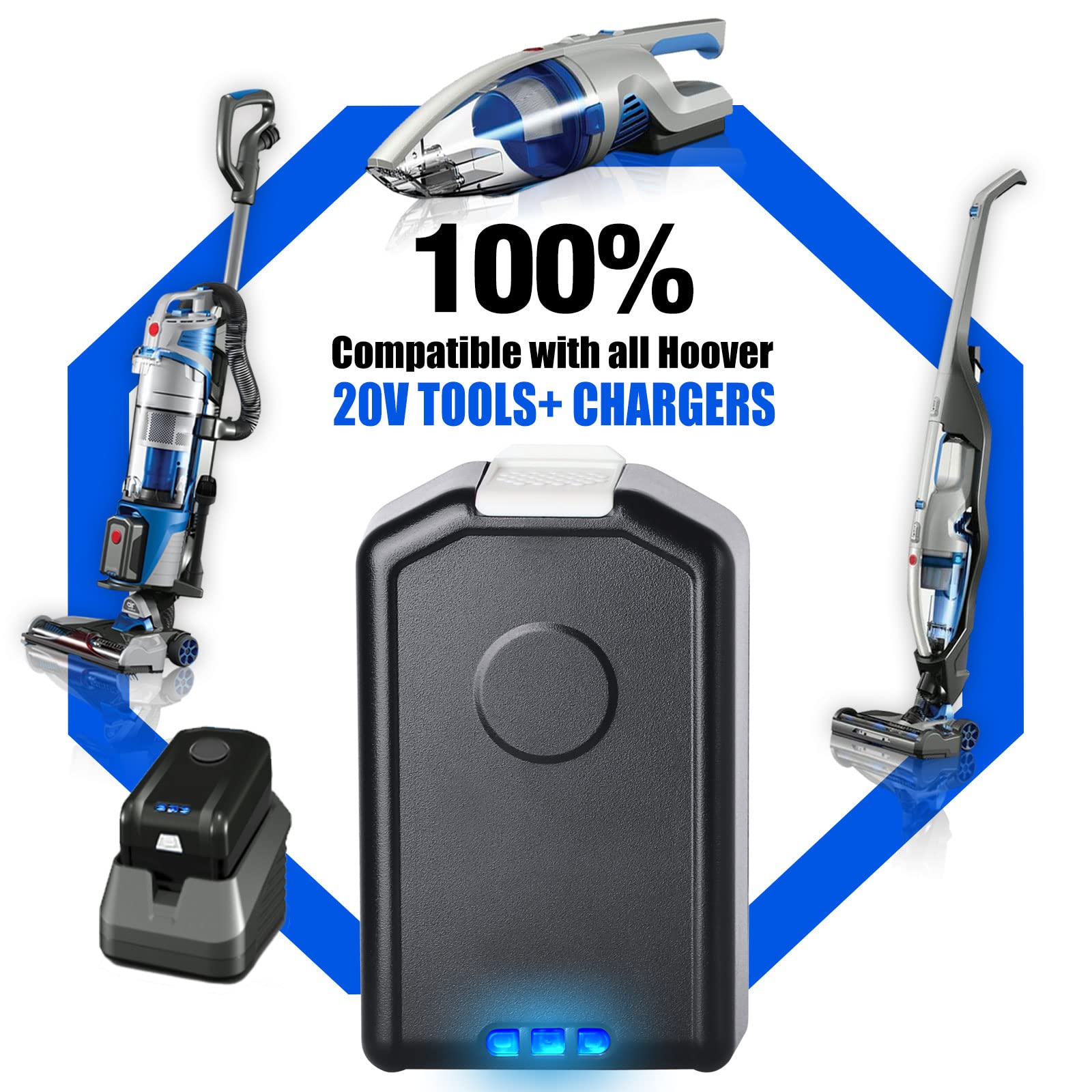 WINUNIK BH03120 20V 6000mAh Lithium Battery Replacement for Hoover Lithium Life Battery for Hoover 20-Volt Air Cordless Vacuum BH03120PC BH03100PC BH03100 BH50150 BH51120 BH52100PC BH55100