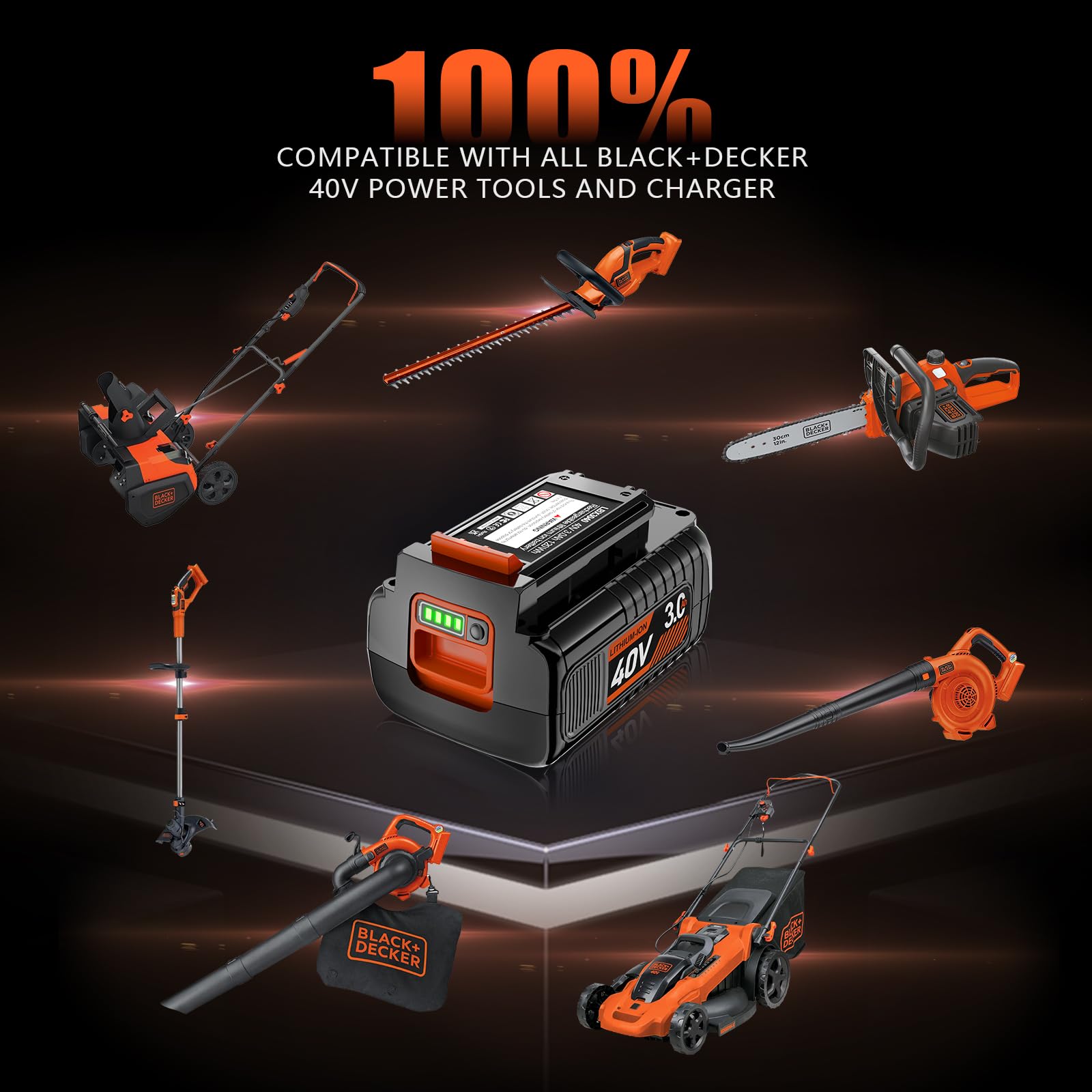 WINUNIK 40V 3.0Ah Replacement for Black and Decker 40V Battery LBX2040 LBXR36 LBXR2036 LST540 LCS1240 LBX1540 LST136W Black+Decker 40-Volt Lithium Battery