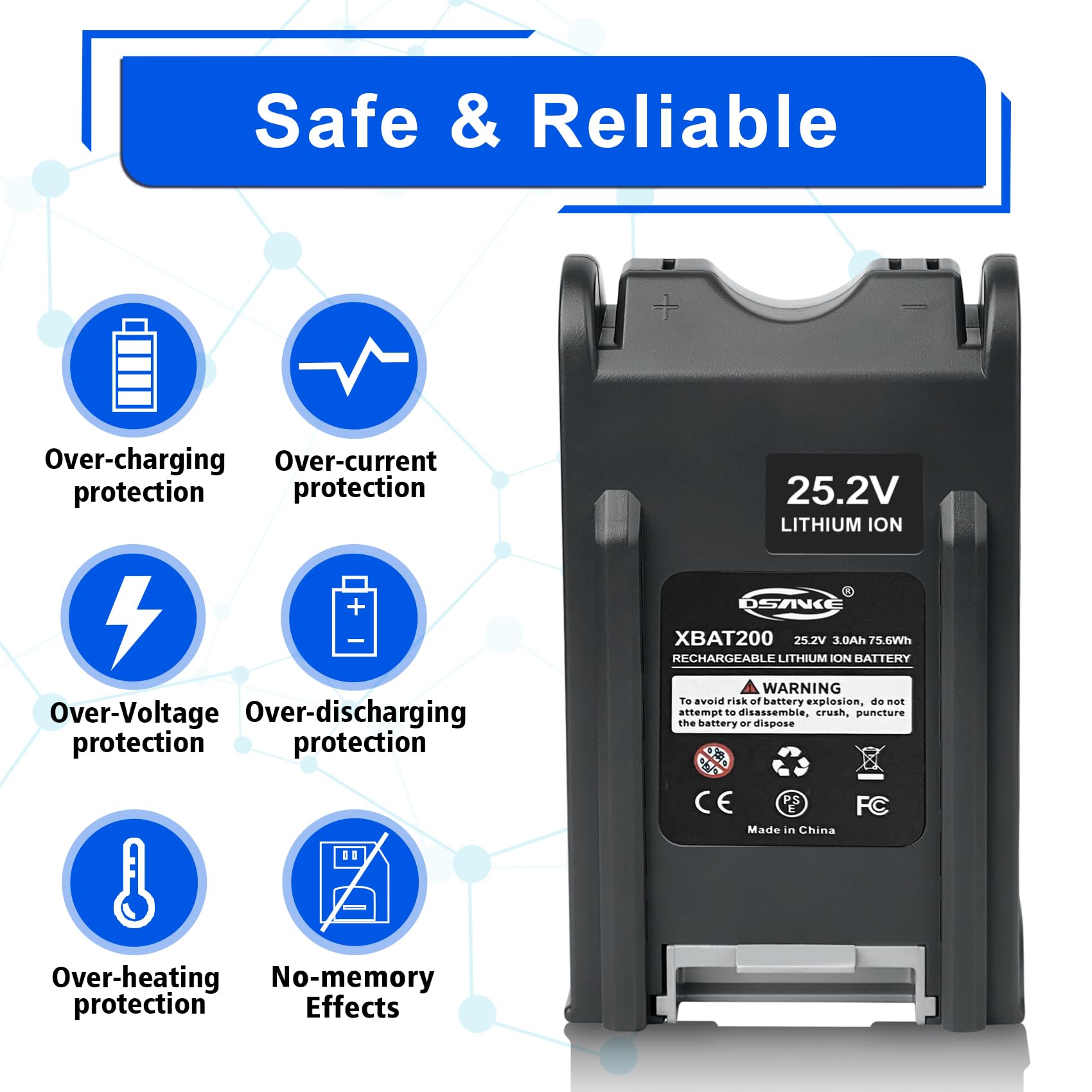 WINUNIK 25.2V 3.0Ah Replacement for Shark XBAT200 XBA-T200 Battery Shark ION Rocket IONFlex ION F80 IONFlex 2X Cordless Vacuums