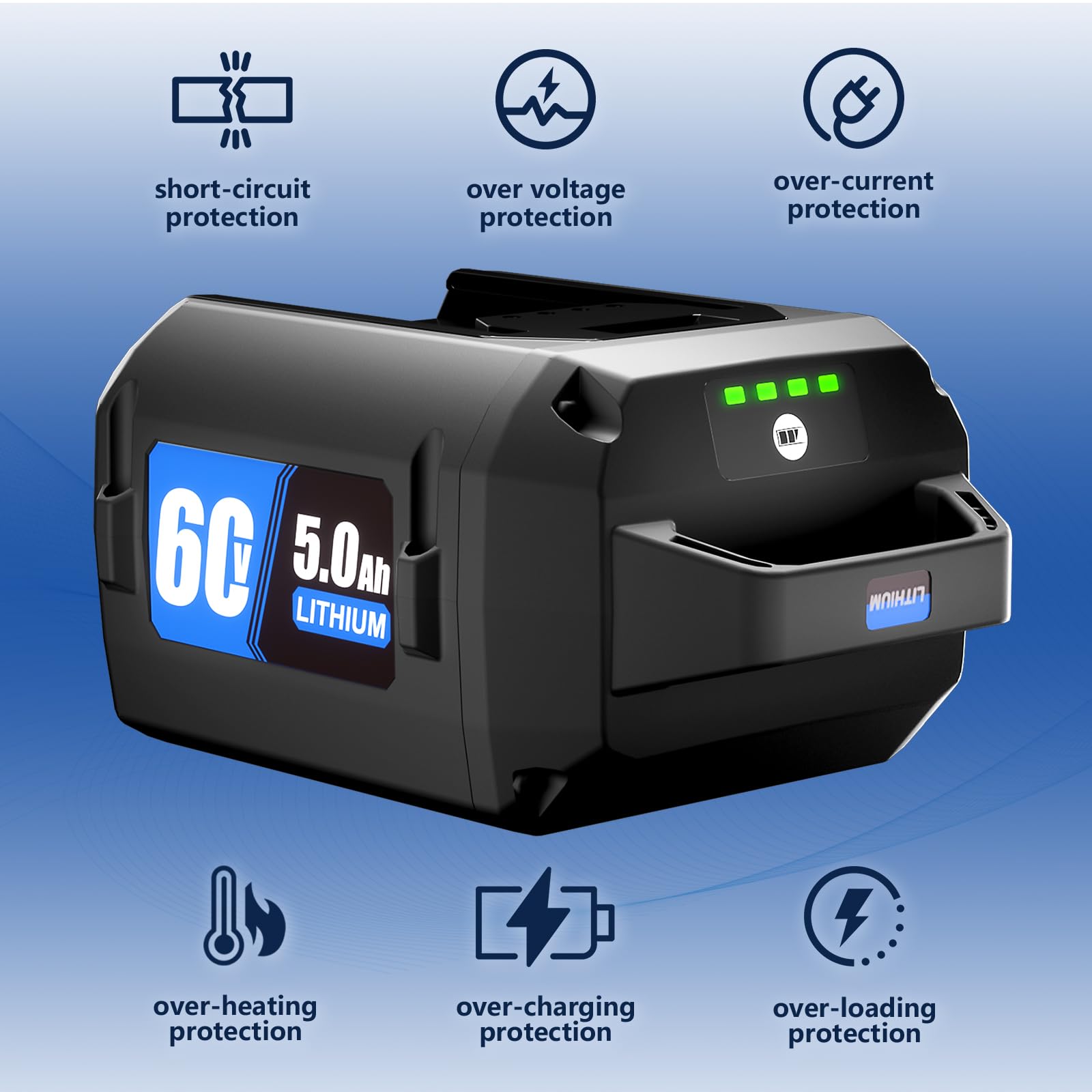 WINUNIK 60V 5.0Ah Lithium Ion Replacement Batteries for Toro 60V Battery Compatible with 88620 88675 L108 L324 L135 Li-ion Battery Flex-Force Power Tool System