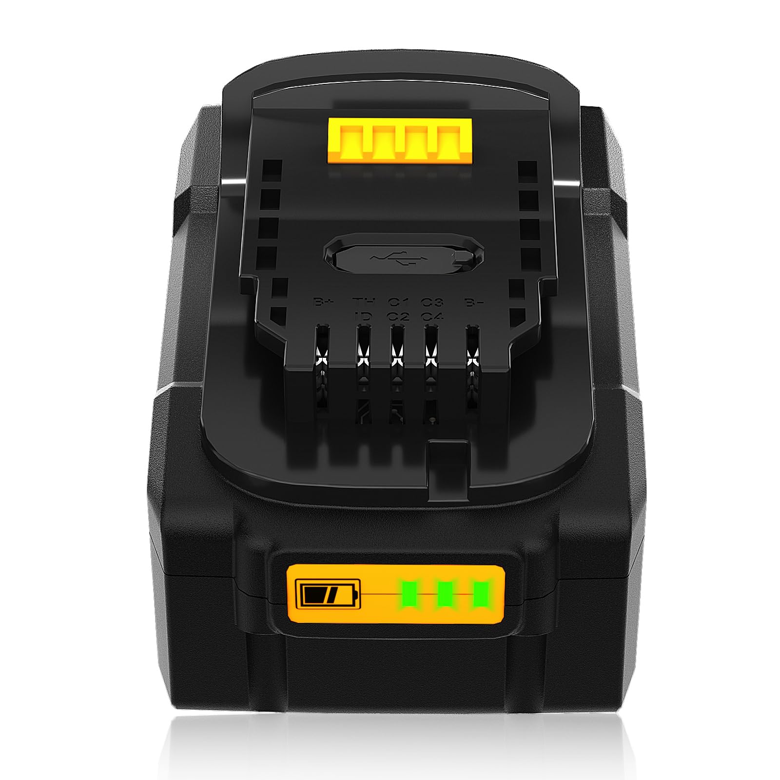 WINUNIK 20V 6.0Ah Battery Replacement for Dewalt 20V Battery DCB200 DCB206 DCB207 DCB204 DCB203 DCB201 DCB200 DCB180 DCD/DCF/DCG/DCS Series 20 Volt Battery with Type-C USB Port