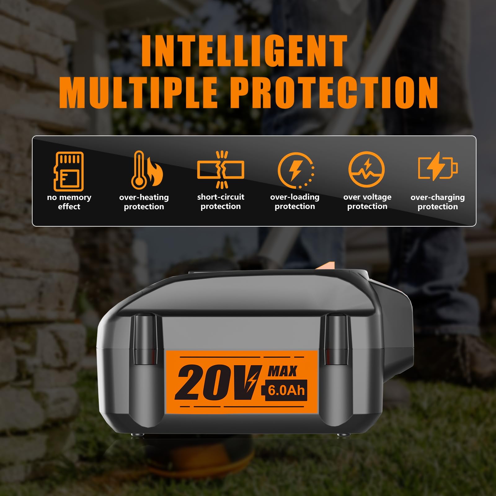 WINUNIK WA3520 20V 6.0Ah Replacement for Worx 20V Battery WA3520 WA3525 WG151s WG155s WG251s WG255s, WG540s, WG545s, WG890, WG891 Worx 20Volt Lithium ion Cordless Power Tools