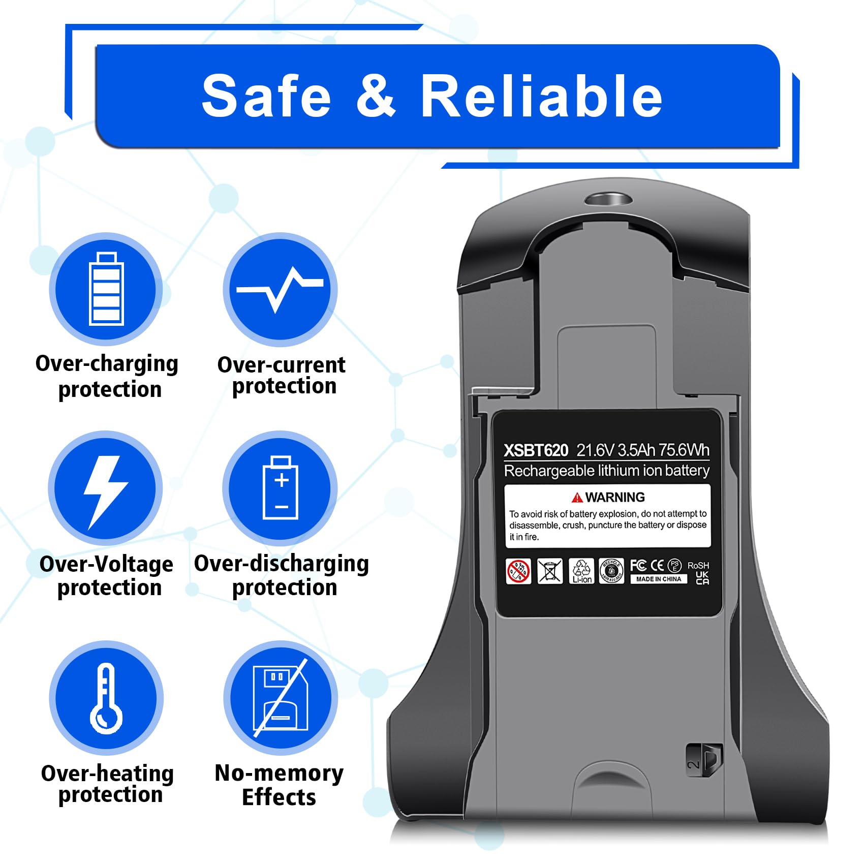 WINUNIK 3.5Ah 21.6V Replacement for Shark XSBT620 XSBT600 Battery Compatible with Shark Rocket Pet Pro Cordless Stick Vacuum IZ162H IZ163H IZ361H IZ362H IZ363HT Lithium-ion Battery