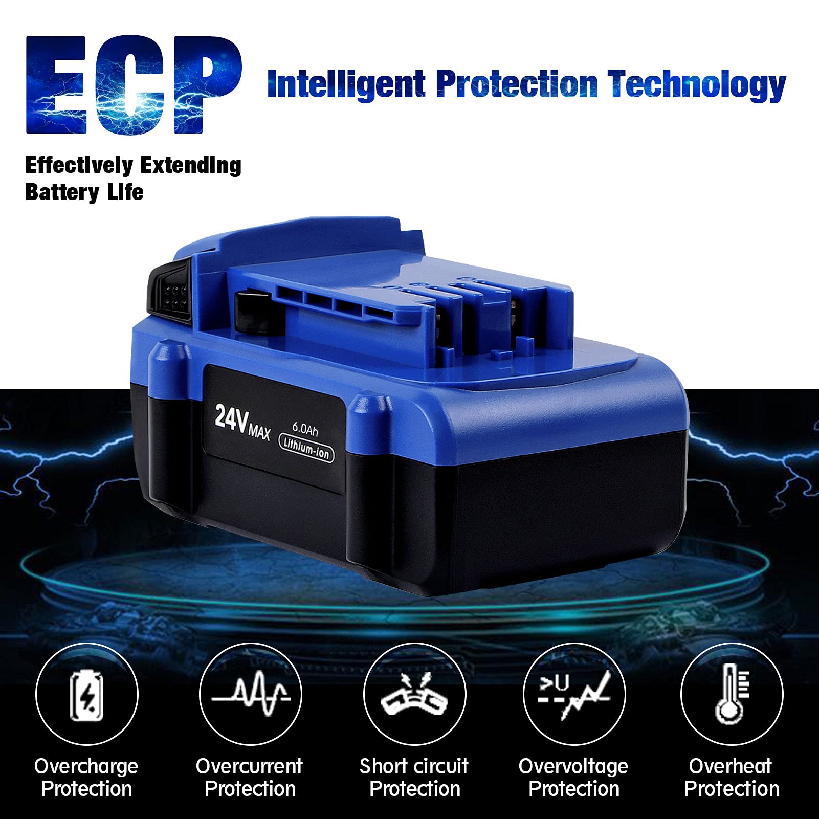 WINUNIK 24V 6.0Ah Lithium-ion Battery Replacement for Kobalt 24V Max KB624-03 KB524-03 KB424-03 KB224-03 KB124-03 0673802 1051230 Lithium Ion Cordless Tools BatteryăNOT Fit Snow Joe &Sun Joe 24V Toolsă