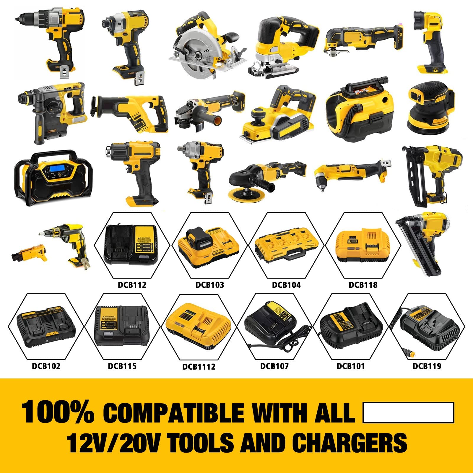 WINUNIK Replacement for Dewalt 12V Lithium Ion Battery, 7000mAh Replace for Dewalt DCB120 DCB123 DCB127 12-Volt Max Lithium-ion Battery, Higher Capacity Suit All Dewalt 12V Power Tools