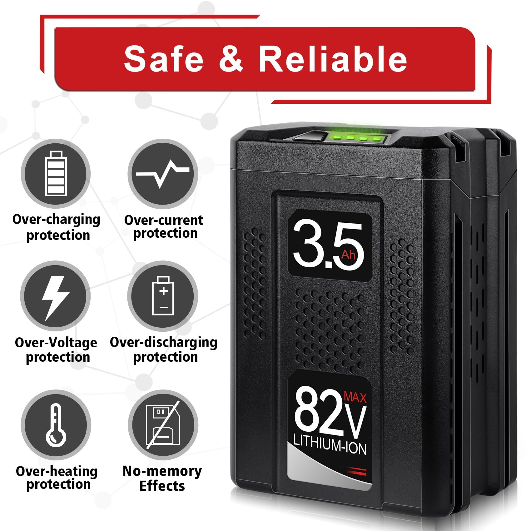 WINUNIK 82V 3.5Ah Lithium-ion Battery for Briggs & Stratton Snapper XD 82V Battery Compatible with Snapper XD Cordless Electric Tools-BSB2AH82 BSB3AH82 BSB4AH82 BSB5AH82 1760514