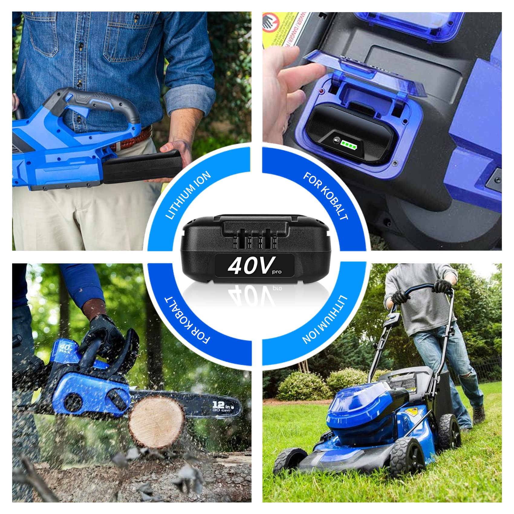 WINUNIK 40V 4000mAh Battery Replacement for Kobalt 40Volt Lithium Ion Battery KB440-03 KB540C-06 KB540-06 KB2540C-06 KB640-03 KB240-06 KB640-06 KB245-06 KRC40-06 KB440C-06 KRC60 KRC40-06 KB240-06