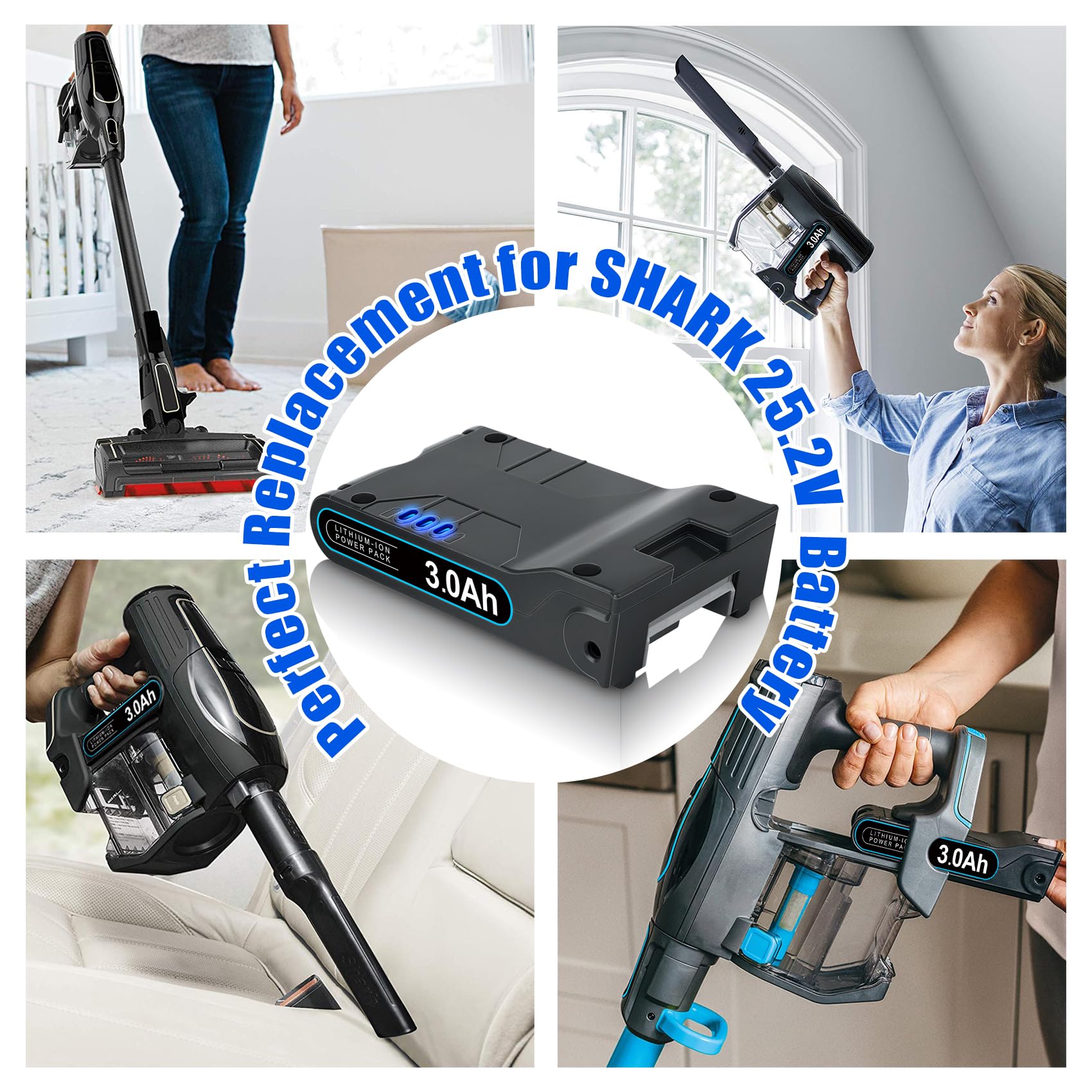 WINUNIK 25.2V 3.0Ah Replacement for Shark XBAT200 XBA-T200 Battery Shark ION Rocket IONFlex ION F80 IONFlex 2X Cordless Vacuums
