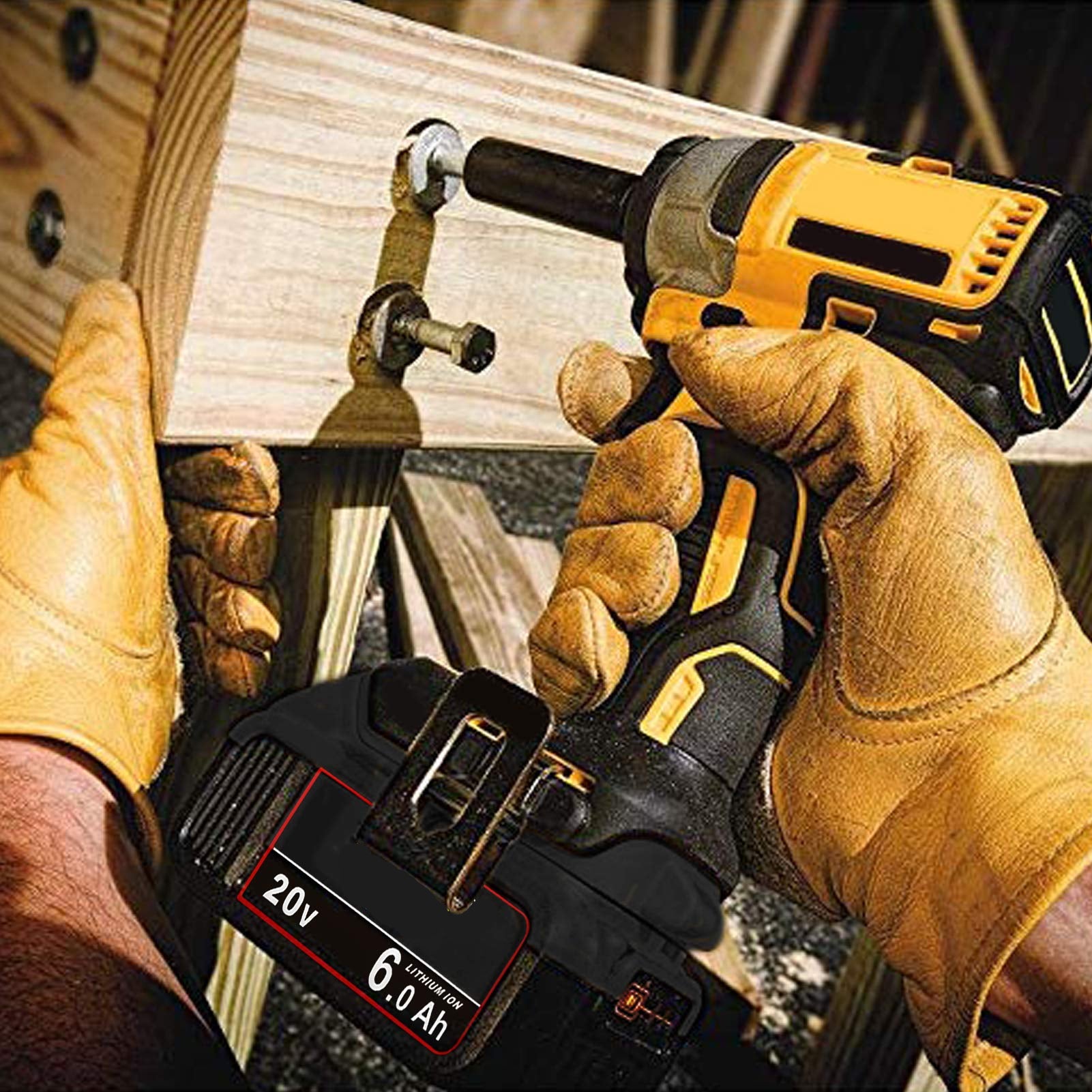 WINUNIK 20V 6000mAh Lithium Ion Battery Replacement for Dewalt 20V Battery DCB200 DCB206 DCB207 DCB204 DCB203 DCB201 DCB200 DCB180 DCD/DCF/DCG/DCS Series