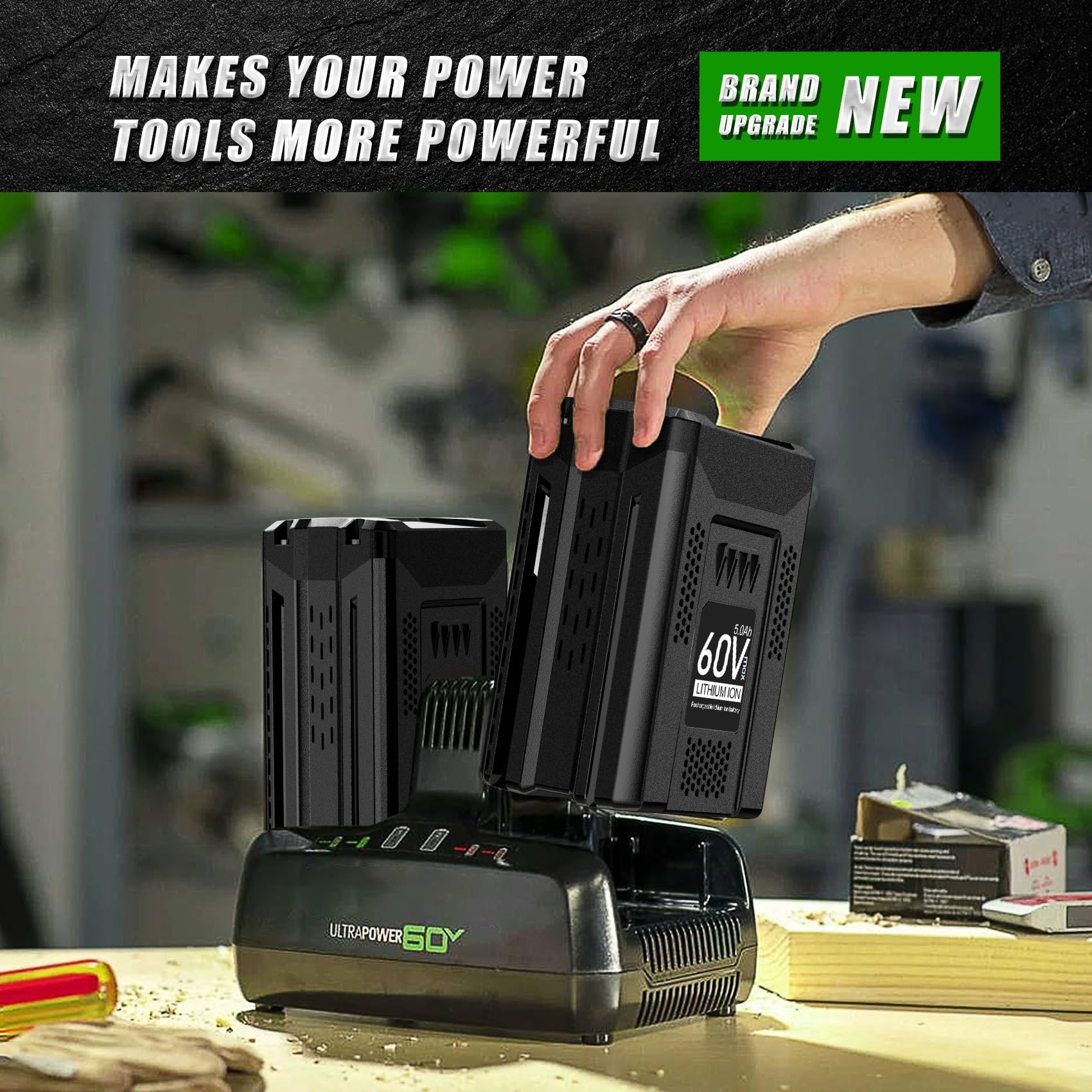 【Upgrade】 WINUNIK 60V 5.0Ah Replacement for Greenworks 60V Battery LB60A03 LB60A02 LB60A00 Cordless Power Tool Lithium Ion Battery