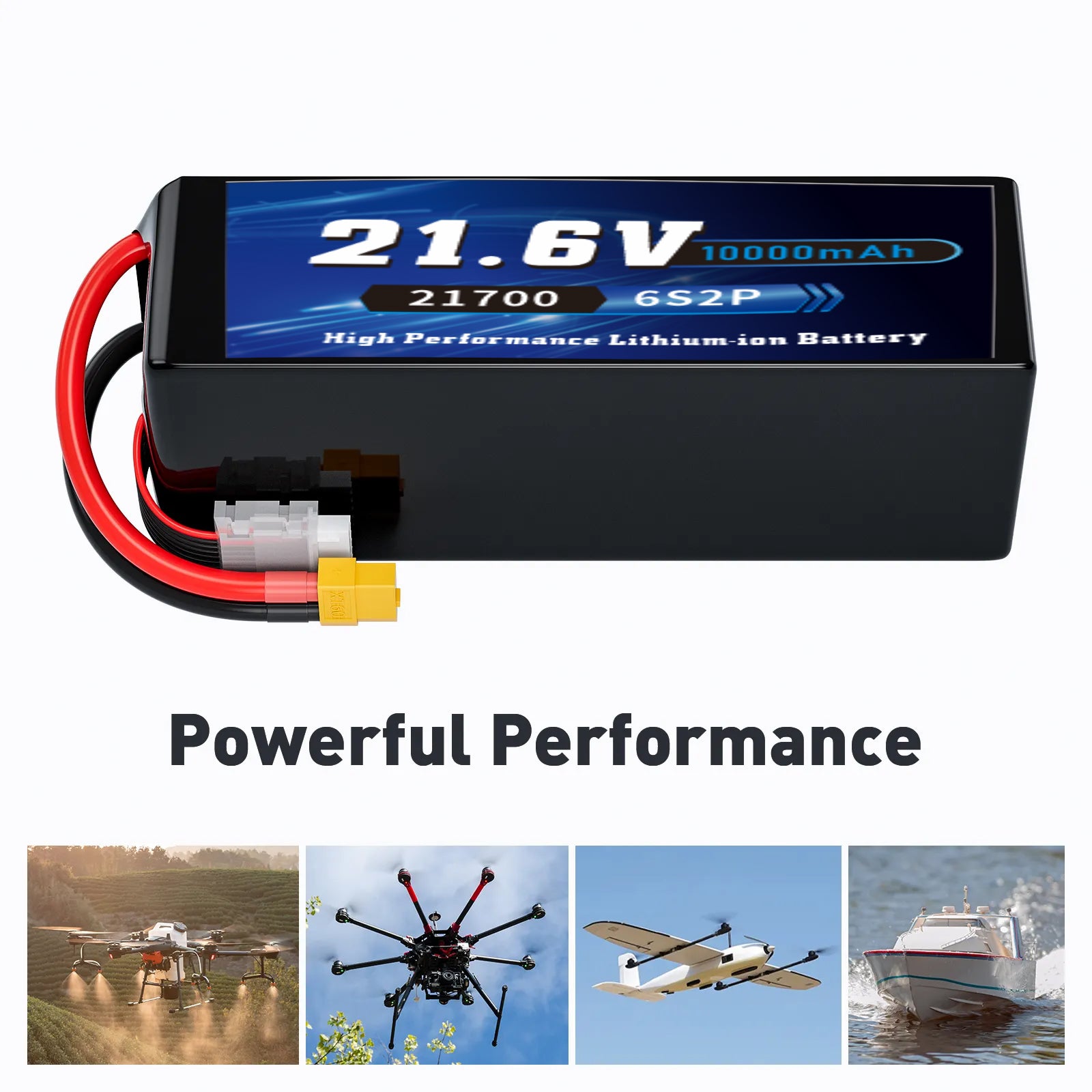 E-Bike Lithium-Ion Battery Pack 22.2v/25.2v/18v 8000mAh 21700 6S2P 10c High-Rate Drone Lithium Battery Pack XT60/XT90/T（副本）