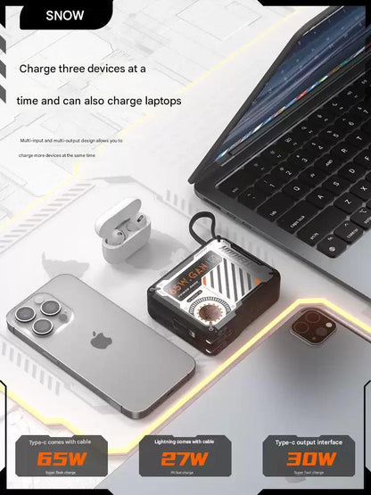 65W charger with built-in 20000mAh three in one cable