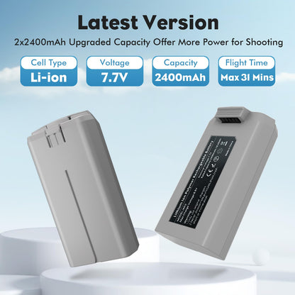 Mini 4K/Mini 2 Series Intelligent Flight Battery(2 Packs) with Two-Way Charging Hub Compatible with DJI Mini 4K/Mini 2/Mini 2 SE/Mini SE,2400mAh 31 Mins Flight Time