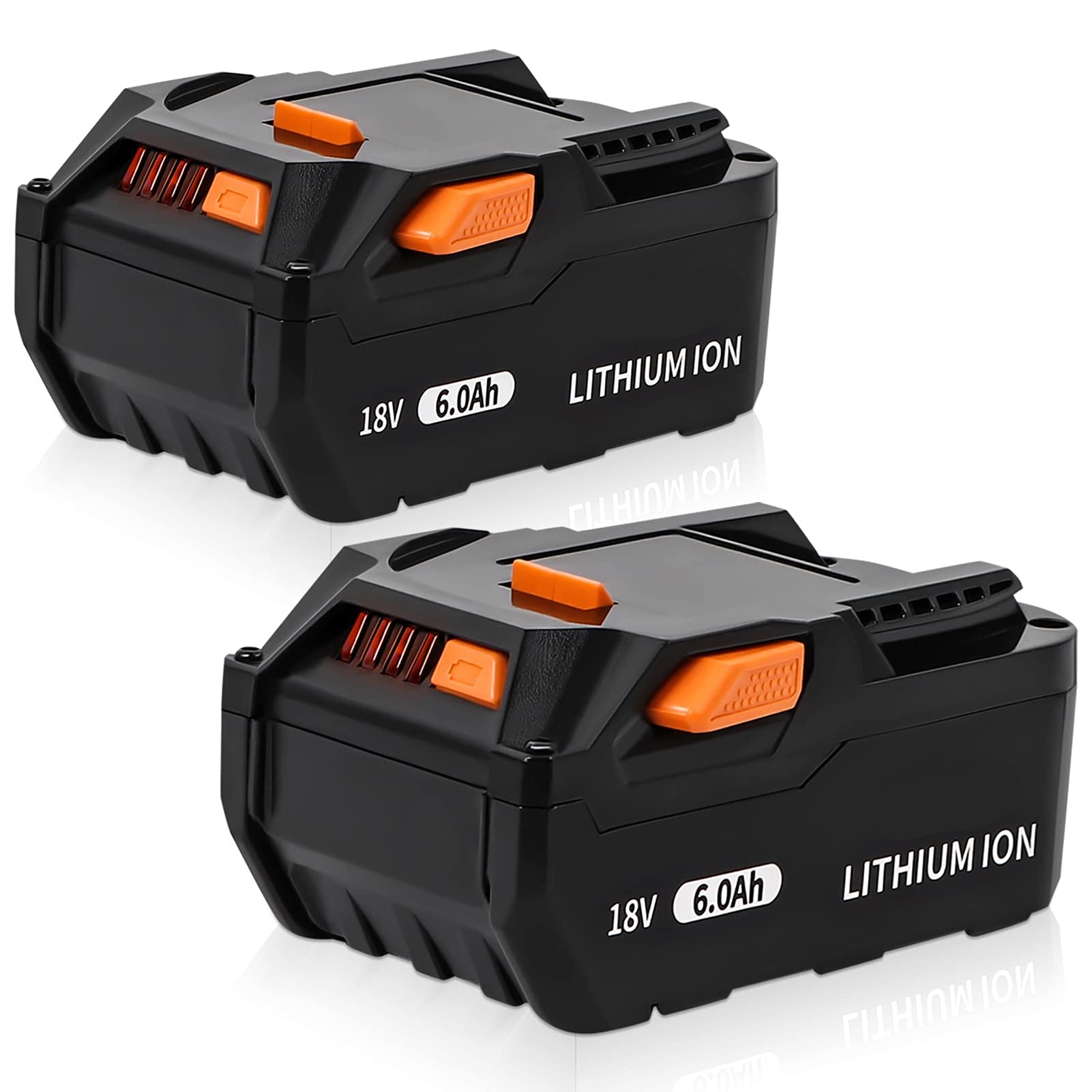 2Pack WINUNIK R840085 18V 6.0Ah Lithium Ion Battery Replacement for RIDGID 18V Battery R840087 R840083 R840084 R840086 AC840085 AC840087P
