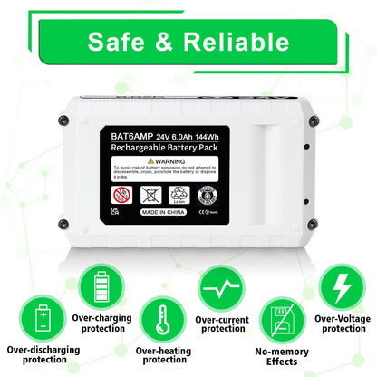 2PACK WINUNIK 6.0Ah 24V Lithium Ion Replacement Battery for Snow Joe and Sun Joe iON+ System 24V Battery 24BAT-LTX 24VBAT-LTW 24VBAT-LTE 24VBAT-LT 24VBAT 24VBAT-XR