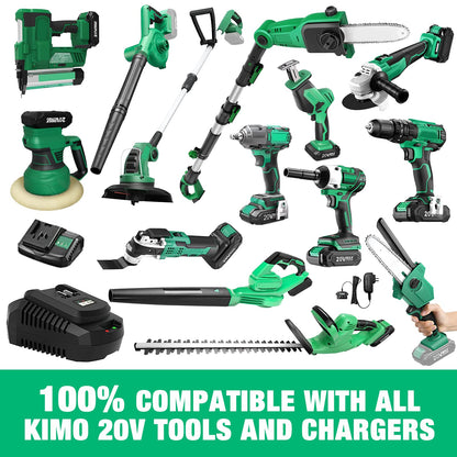 2Pack WINUNIK 20V 3.0Ah Lithium-Ion Battery Replace for KIMO 20V Battery, Compatible with KIMO 20V Drill Driver, Leaf Blower, Angle Grinder, Reciprocating Saw, Oscillating Tool, Brad Nailer,Fast Charge