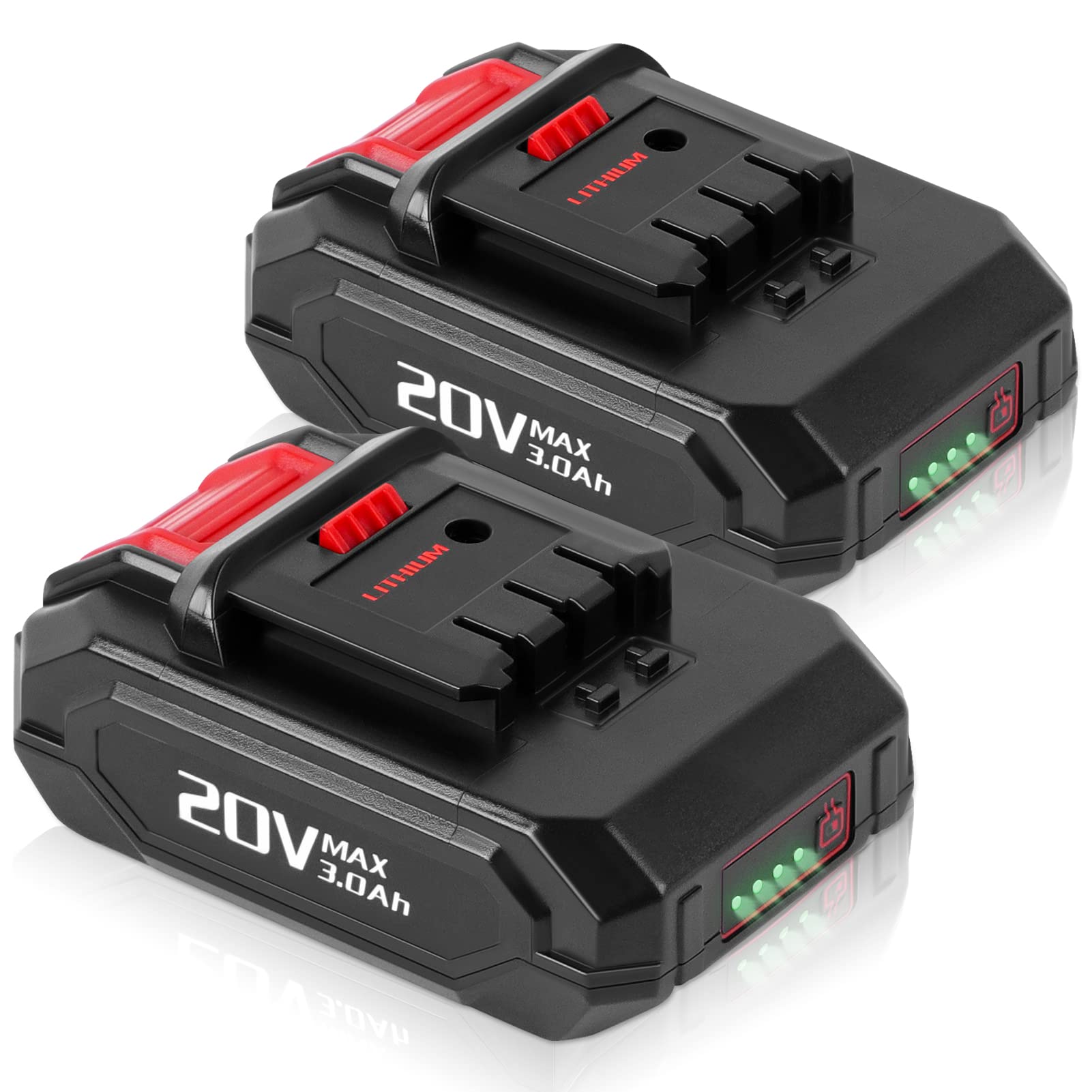 2Pack WINUNIK 20V 3.0Ah Lithium-Ion Battery Replace for KIMO 20V Battery, Compatible with KIMO 20V Drill Driver, Leaf Blower, Angle Grinder, Reciprocating Saw, Oscillating Tool, Brad Nailer,Fast Charge