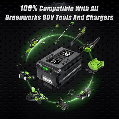 Upgrade【80V 3.5Ah Real Capacity Battery for Greenworks 80V Battery】 GBA80200 GBA80250 GBA80400 GBA80500, High Capacity Rechargeable Lithium Ion Battery for Greenworks 80V Cordless Power Tools