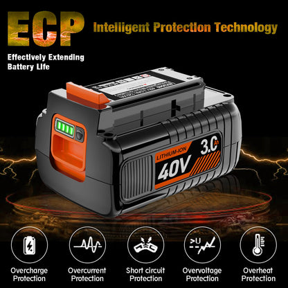 WINUNIK 40V 3.0Ah Replacement for Black and Decker 40V Battery LBX2040 LBXR36 LBXR2036 LST540 LCS1240 LBX1540 LST136W Black+Decker 40-Volt Lithium Battery