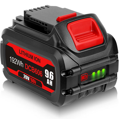 WINUNIK DCB606 20V/60V 9.6Ah Lithium Battery Replace for DeWalt 60V Battery Compatible with DeWalt DCB606 DCB612 DCB606-2 DCB609 DCB609-2 DCB204 DCB205 DCB206 20V/60V/120V MAX Cordless Power Tools