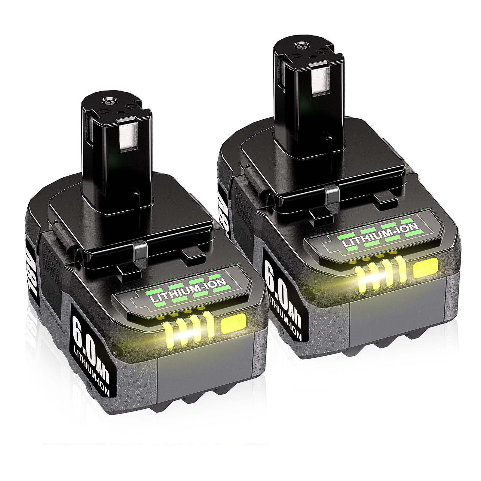 WINUNIK 2-Pack18V 6.0Ah Batteries Replacement for Ryobi 18V Battery P102 P103 P104 P105 P107 P109 P190 P191 P122 ABP1803 BPP1820 1322401 1400672 130224007 Battery Cordless Power Tools