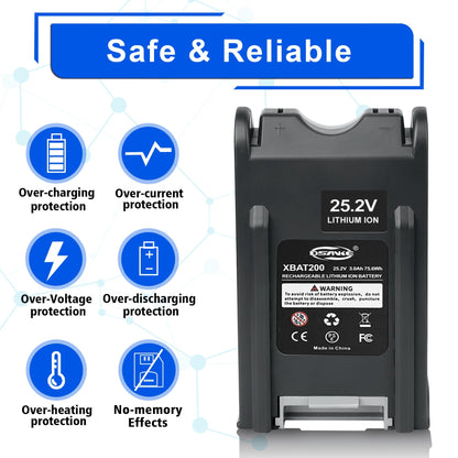 WINUNIK 25.2V 3.0Ah Replacement for Shark XBAT200 XBA-T200 Battery Shark ION Rocket IONFlex ION F80 IONFlex 2X Cordless Vacuums