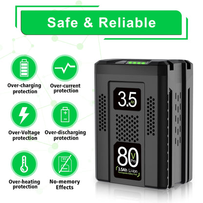 WINUNIK GBA80200 80V 3.5Ah for Greenworks 80V Battery Compatible with Greenworks PRO 80V Lithium Ion Battery GBA80200 GBA80250 GBA80400 GBA80500 High Capacity Rechargeable Lithium Ion Battery