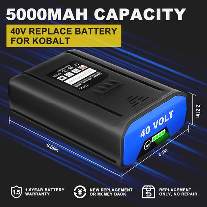 WINUNIK 40-Volt 6.0Ah Replacement Lithium Battery for Kobalt 40V Battery - Compatible with KB440-03, KB540C-06, KB2540C-06, KB640-03, KRC 40-06 and More Cordless Power Tools
