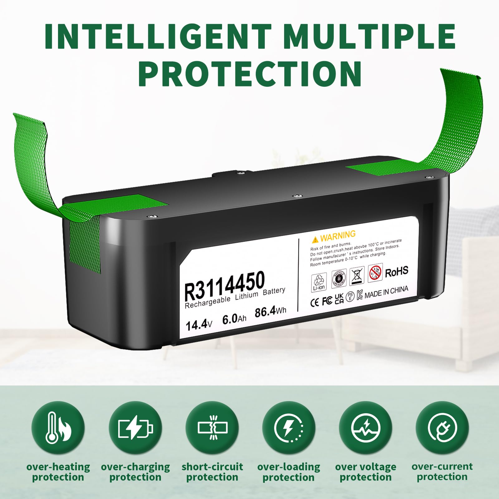 WINUNIK 14.4V 6000mAh Replacement Battery Compatible with iRobot Roomba R3 500 600 700 800 900 Series 500 510 531 535 540 550 552 560 570 580 595 620 650 660 700 760 770 780 790 800 870 900