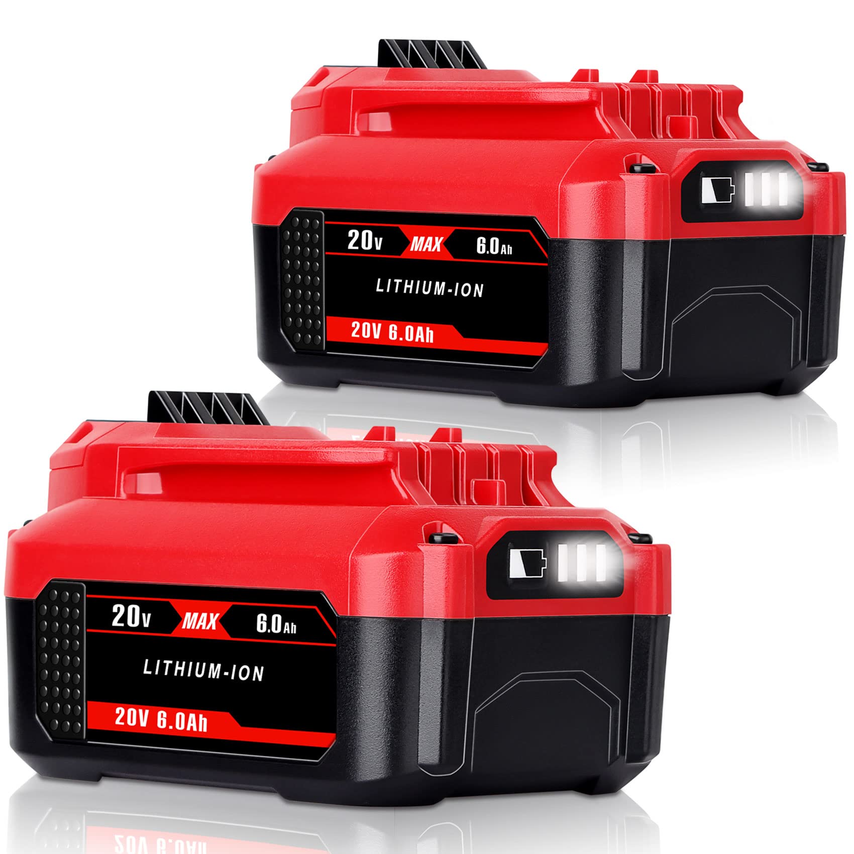 2PACK WINUNIK CMCB204 6.0Ah 20V Lithium-ion Battery Replacement for Craftsman V20 Lithium Ion Battery CMCB204 CMCB204-2 CMCB202 CMCB202-2 CMCB201