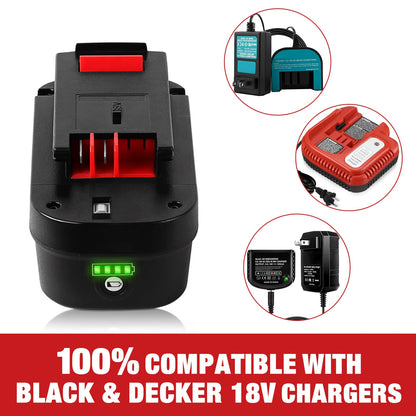 【Lithium-ion】 WINUNIK HPB18 18V 6.0Ah Lithium-ion Battery Replacement for Black and Decker 18Volt Battery for 244760-00 HPB18 Battery A1718 A18 A18E HPB18-OPE Firestorm FS180BX FS18BX FS18FL FSB18