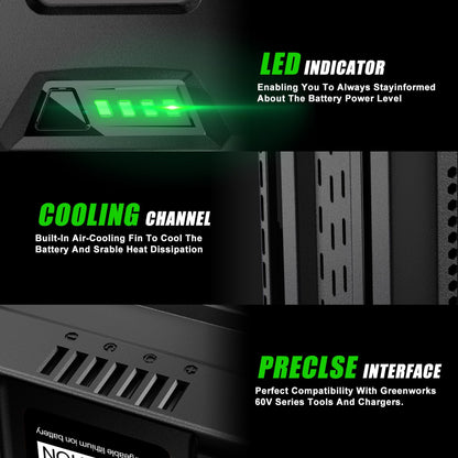 【Upgrade】 WINUNIK 60V 5.0Ah Replacement for Greenworks 60V Battery LB60A03 LB60A02 LB60A00 Cordless Power Tool Lithium Ion Battery