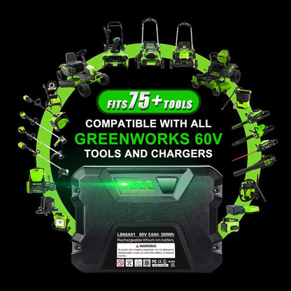 【Upgrade】 WINUNIK 60V 5.0Ah Replacement for Greenworks 60V Battery LB60A03 LB60A02 LB60A00 Cordless Power Tool Lithium Ion Battery