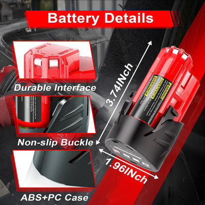 WINUNIK 2-Pack 12V 3.0Ah Replacement Batteries for Milwaukee M12, Compatible with Milwaukee 12V Battery 48-11-2430, 48-11-2420, 48-11-2440, 48-11-2402, 48-11-2411 Lithium-Ion Tools