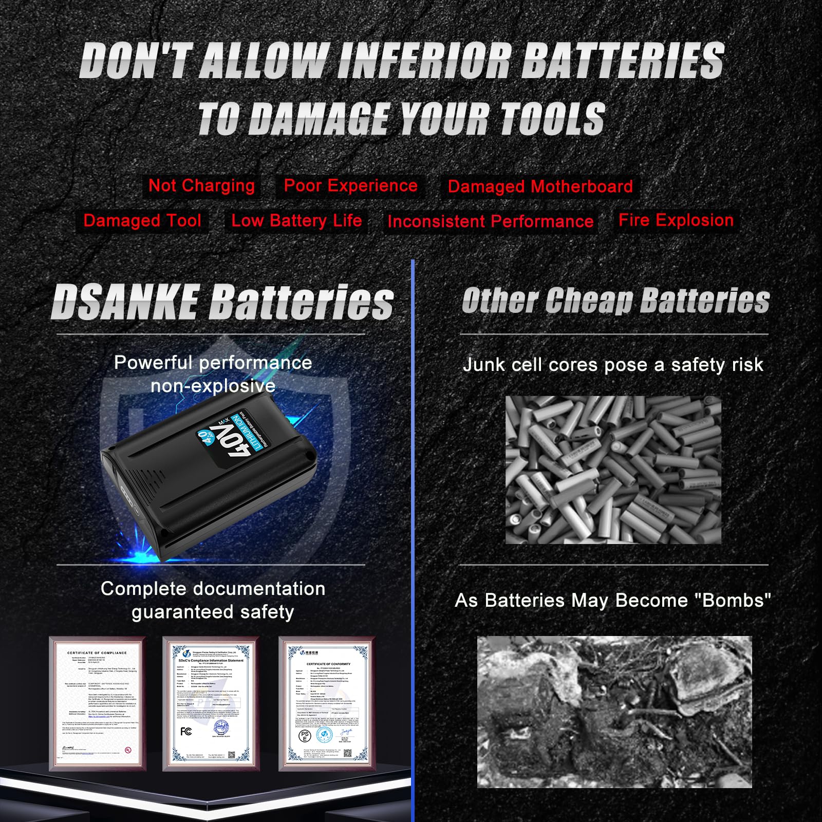 WINUNIK 40V 4000mAh Battery Replacement for Kobalt 40Volt Lithium Ion Battery KB440-03 KB540C-06 KB540-06 KB2540C-06 KB640-03 KB240-06 KB640-06 KB245-06 ‎KRC40-06 KB440C-06 KRC60 KRC40-06 KB240-06