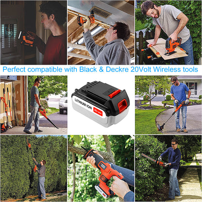 20v Max 3600mAh Replace Battery（2 packs）For Black & Decker 20V Power tool batteries